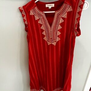 Red Embroidered Women's Top